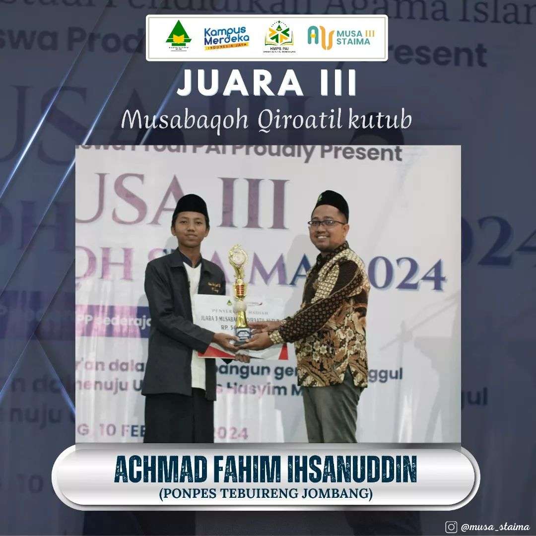 Juara 3 Musabaqah Qiraatul Kutub (MQK) Nasional