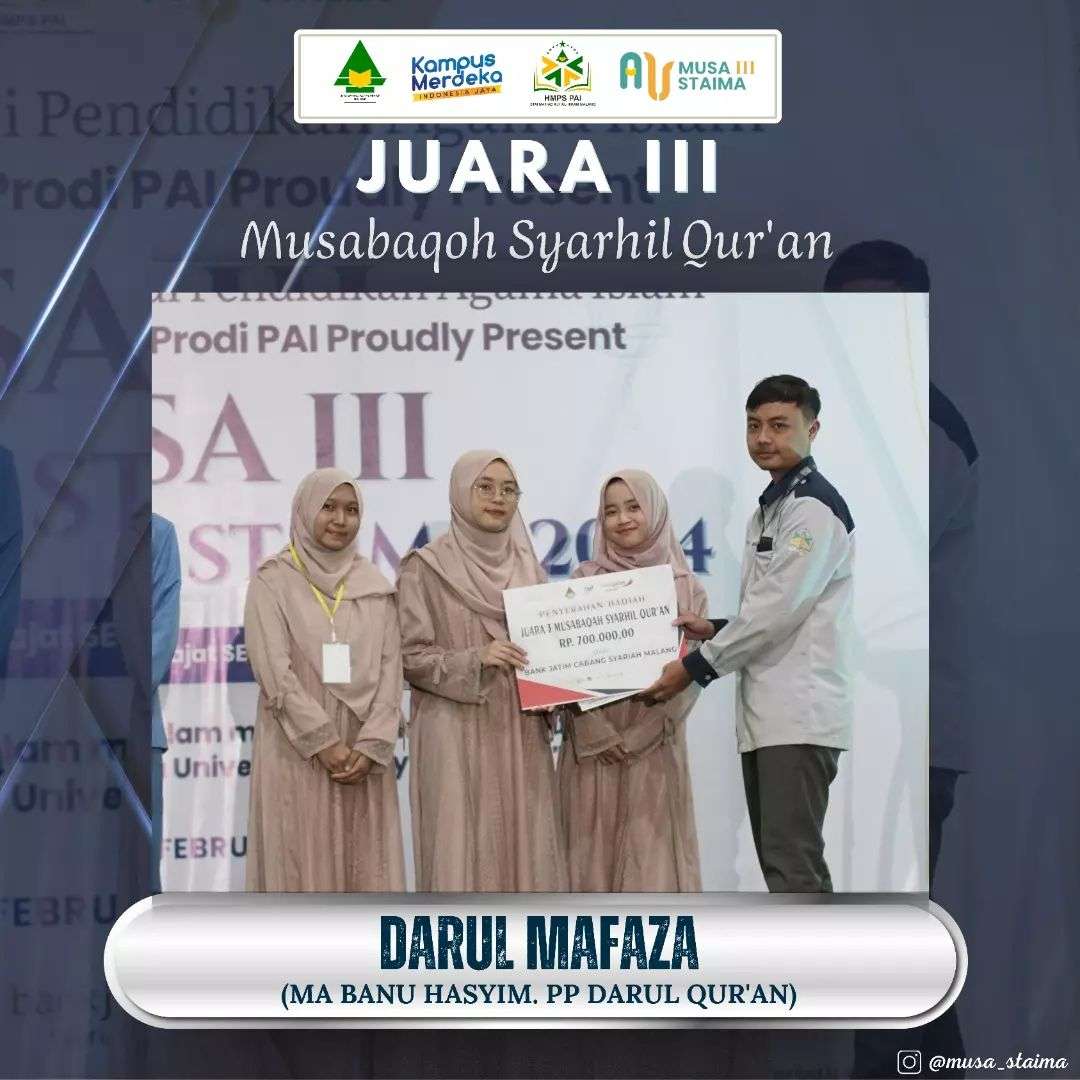 Juara 3 Musabaqoh Syarhil Qur'an